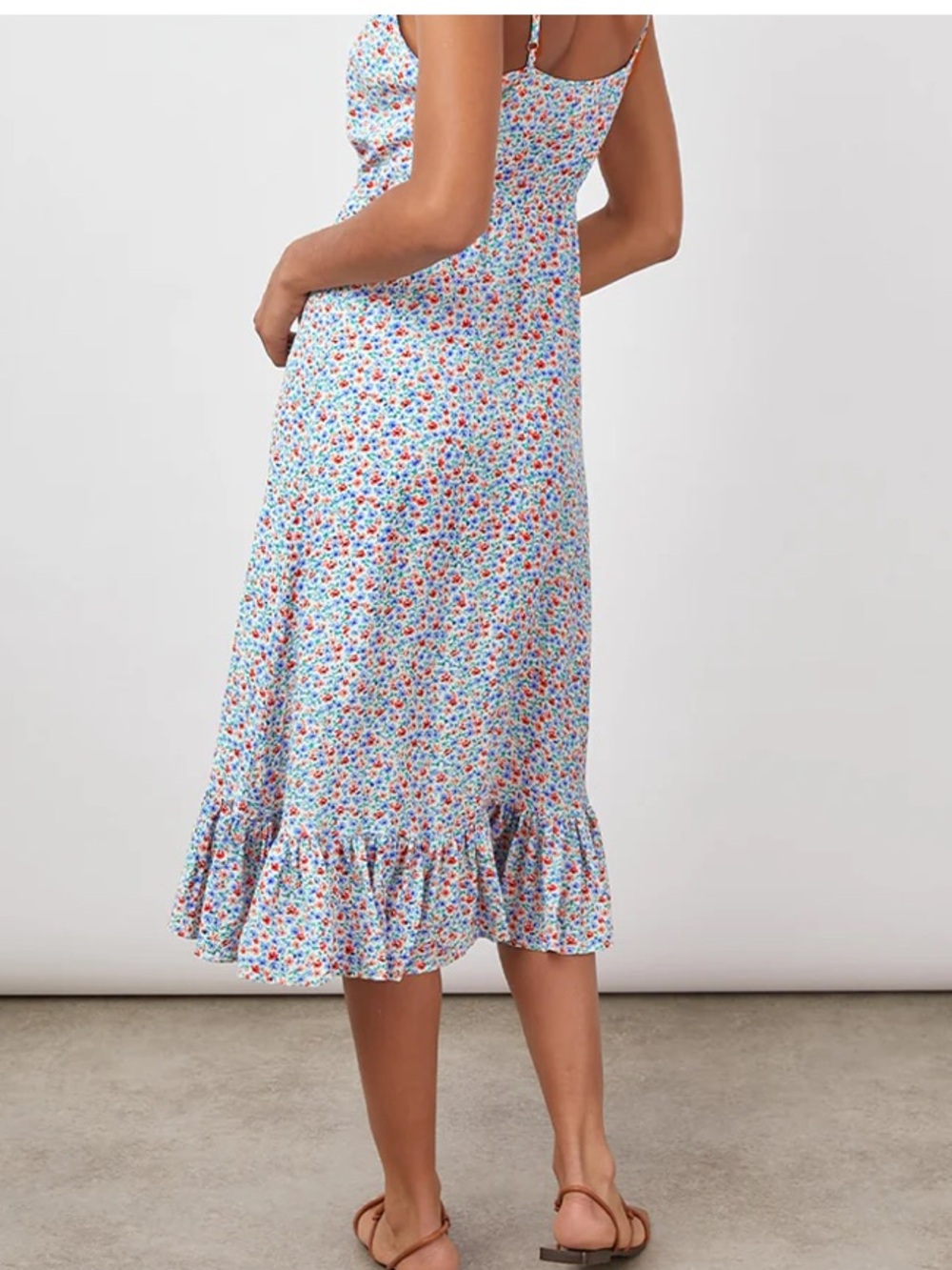 Rails Frida Floral High-Low Midi SunDress ruffle hem strappy size M - Picture 4 of 12